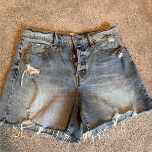 Casual Blue Distressed Jean Shorts